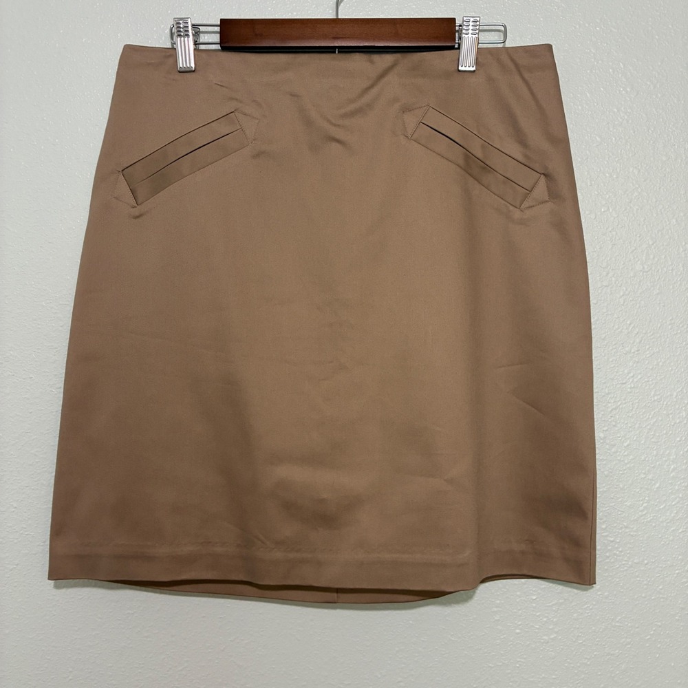 Worthington Tan Cotton Blend Pencil Skirt Size 12 Khaki Professional Office Wear